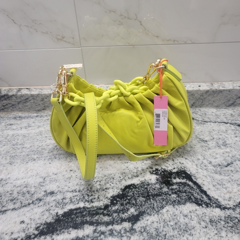 LDT Zoe Top Zip Tortoise Chain Leather Convertible Crossbody Bag